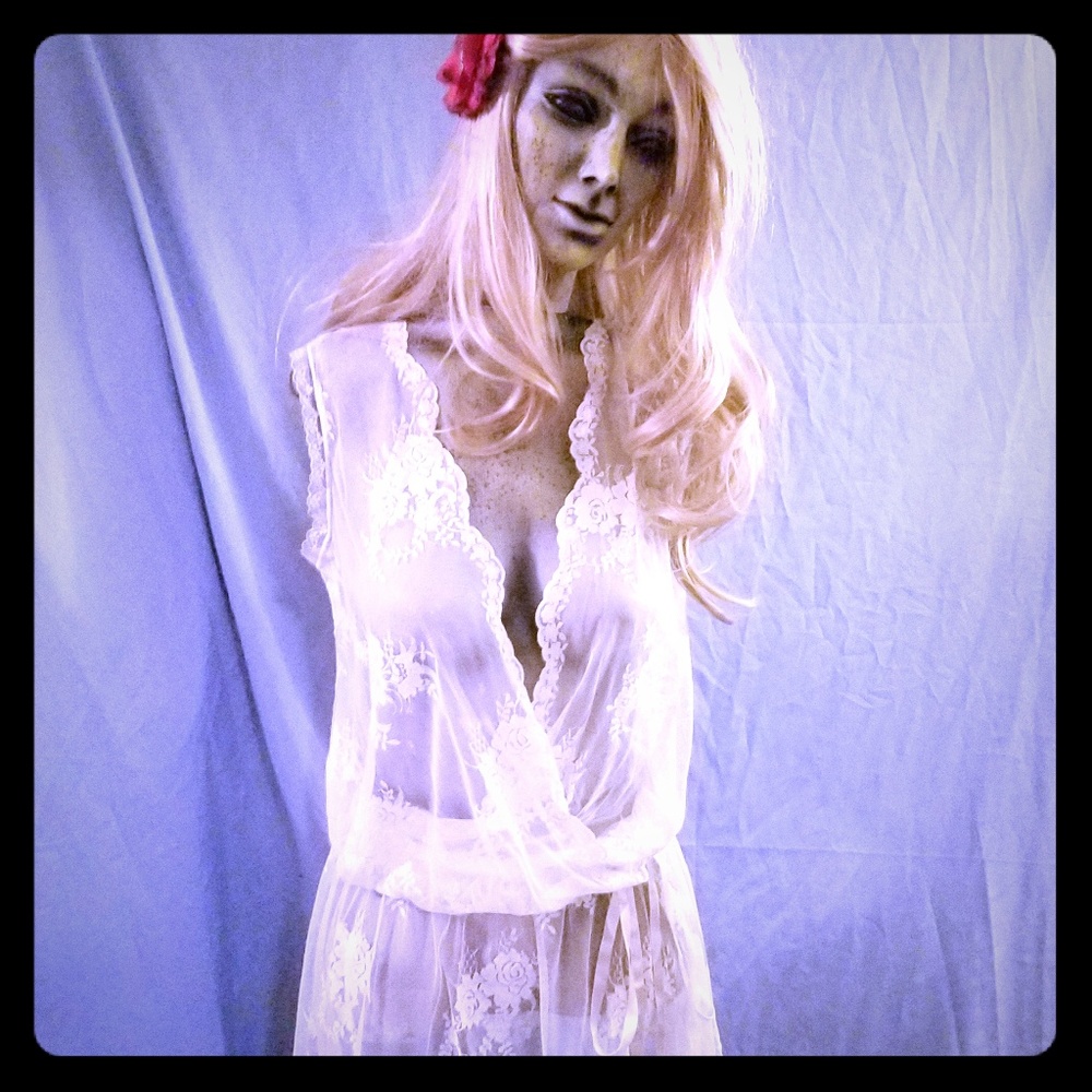 Sheer lacy robe